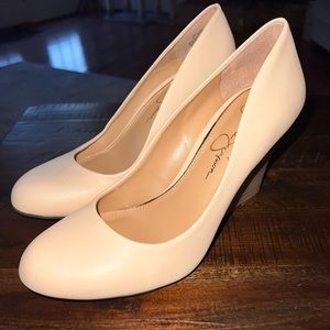 Size 8.5 Jessica Simpson - Cream/Tan Wedge Heel